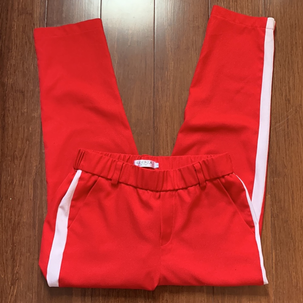 Vintage red pants with white stripe